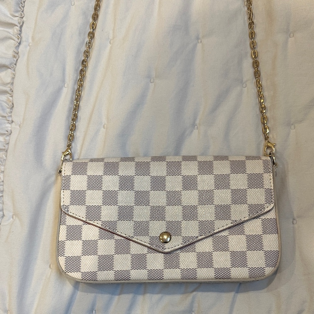 Checkered White and Gray Women's Bag